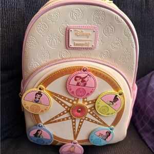Loungefly Cream and Pink Backpack with Character Discs